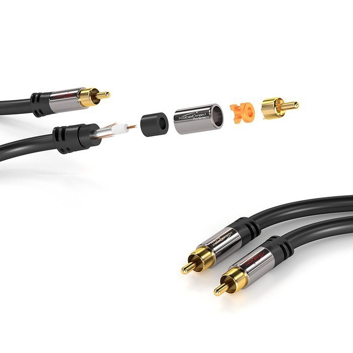 RCA Audio Cable 3 Feet 2 RCA to 2 RCA 24K Gold Plated Oxygen Free Shielded Male To Male Audio Cable Pro Series... N3