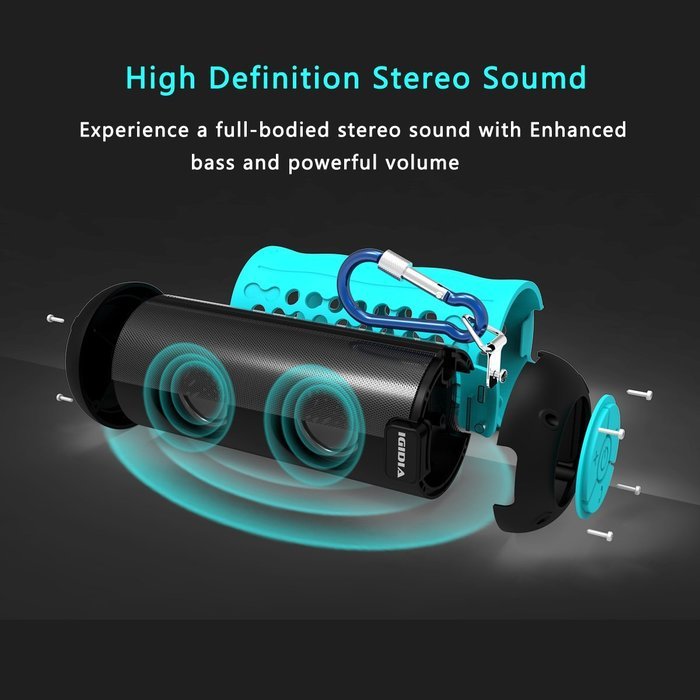 IGIDIA IPX5 Waterproof Portable Bluetooth Speakers, Outdoor/Shower Wireless Speaker with Enhanced Bass（Blue） N3