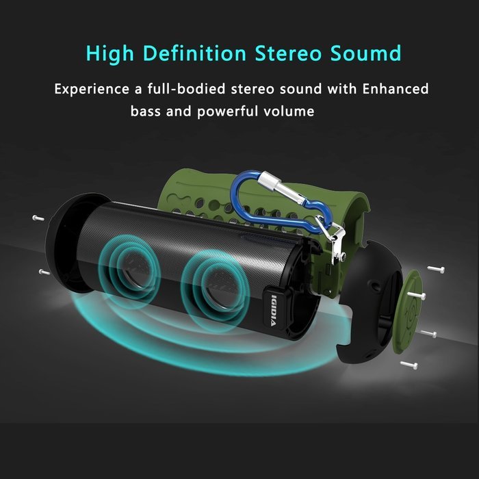 IGIDIA IPX5 Waterproof Portable Bluetooth Speakers, Outdoor/Shower Wireless Speaker with Enhanced Bass（Blue） N10