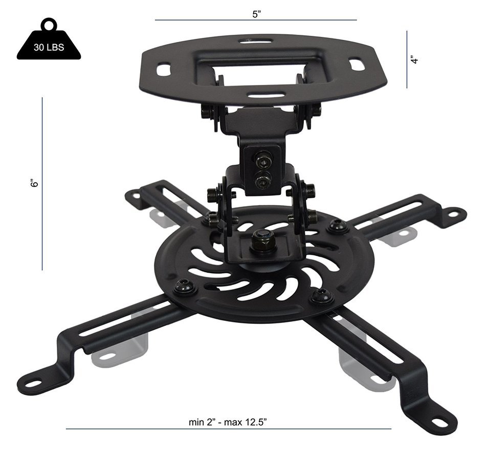 VIVO Universal Adjustable White Ceiling Projector / Projection Mount Extending Arms (MOUNT-VP01W) N9