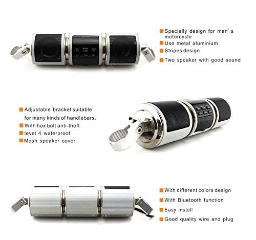 Bomwill Motorcycle Scooter Bike ATV Waterproof Bluetooth Motorcycle Speaker with Stereo Sound System - Radio Remote... N3