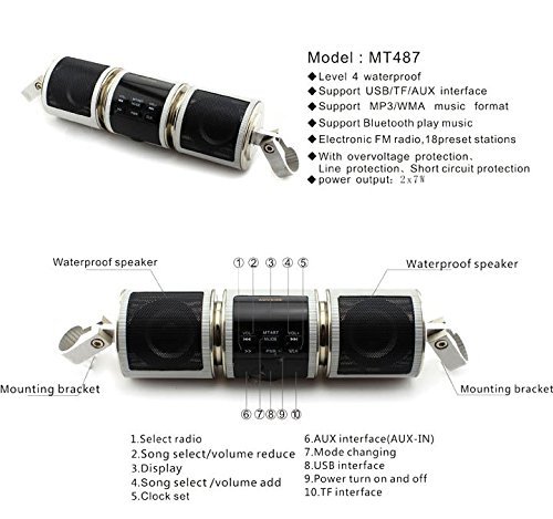 Bomwill Motorcycle Scooter Bike ATV Waterproof Bluetooth Motorcycle Speaker with Stereo Sound System - Radio Remote... N4