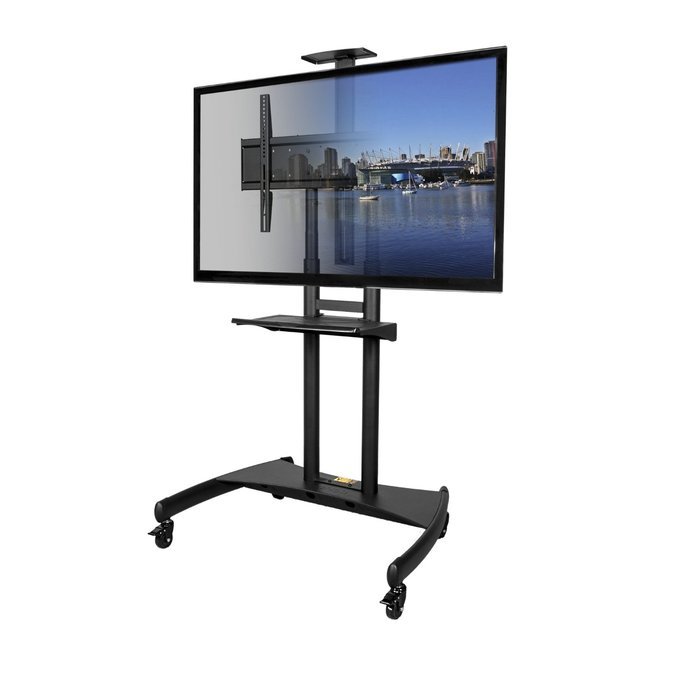 Kanto Mobile TV Stand with Adjustable shelf and flat screen mount &ndash; Fits 37&Prime; to 65&Prime; Monitors &ndash; Black N12