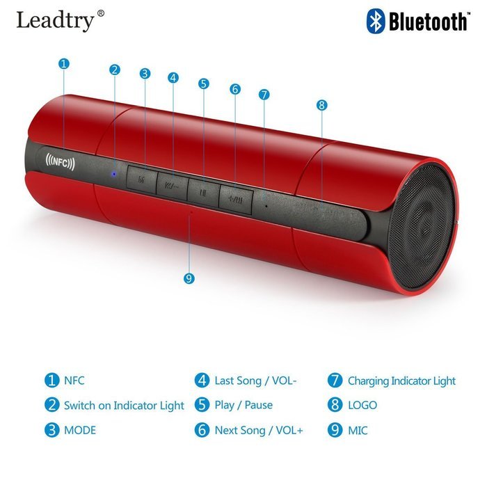 NFC FM HIFI Bluetooth Speaker Wireless Stereo Portable Loudspeakers Bluetooth Boombox Super Bass MP3 Player White N9