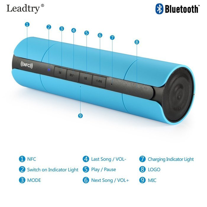 NFC FM HIFI Bluetooth Speaker Wireless Stereo Portable Loudspeakers Bluetooth Boombox Super Bass MP3 Player White N23