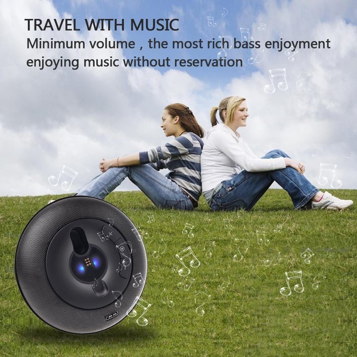 Veva Mini Portable Wireless Bluetooth Speakers Built in Hands Free Earphone with Microphone (Black) N6