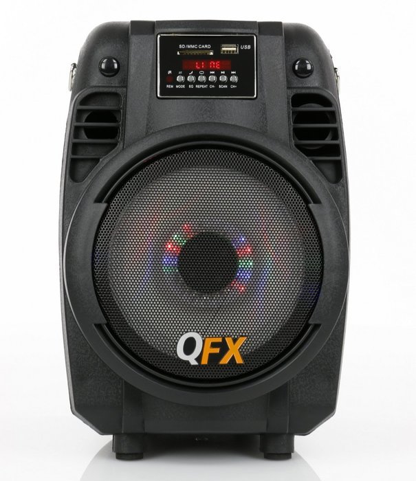 QFX WORLDWIDE VOLTAGE BLUETOOTH Portable Party Tailgater Speaker with LED Moonlight and USB/MIC Inputs, BONUS... N2