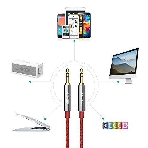 Anker 3.5mm Nylon Braided Auxiliary Audio Cable (4ft / 1.2m) Tangle-Free AUX Cable for Headphones, iPods, iPhones... N2