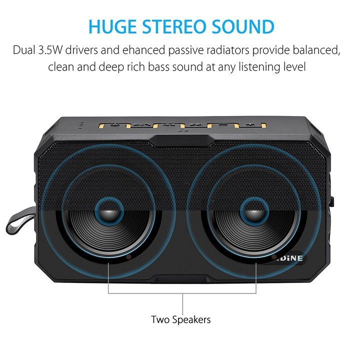 Wireless Speaker, Kingland Waterproof Mini Bluetooth Speaker, Dual Driver 7W, Super Bass Sound, 2500mAh Power... N2