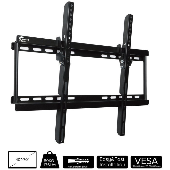 Fortress Mount TV Wall Mount for 40-70" TVs up to 165 lbs with 9-feet Braided HDMI Cable N5