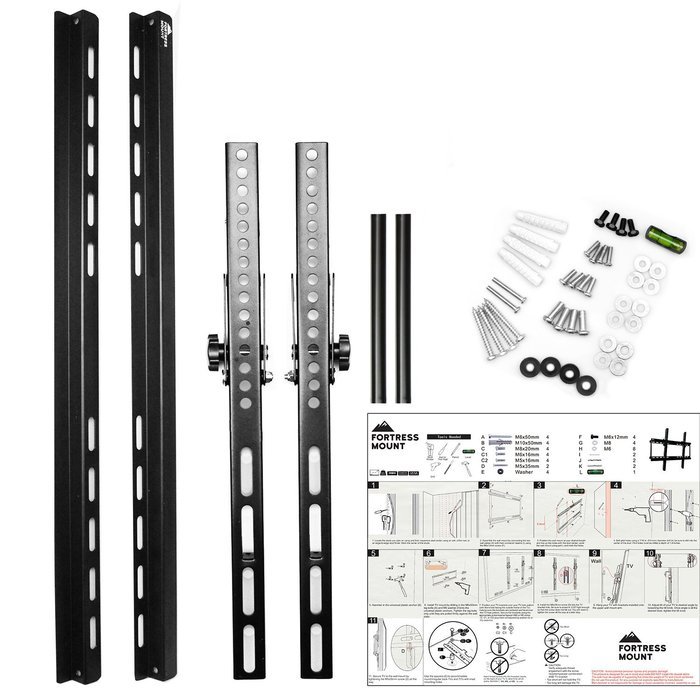 Fortress Mount TV Wall Mount for 40-70" TVs up to 165 lbs with 9-feet Braided HDMI Cable N6
