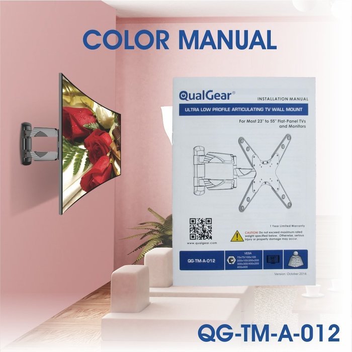 QualGear QG-TM-001 37-Inch to 70-Inch Universal Ultra Slim Low Profile Picture Hanging Style Wire Rope Wall Mount... N23
