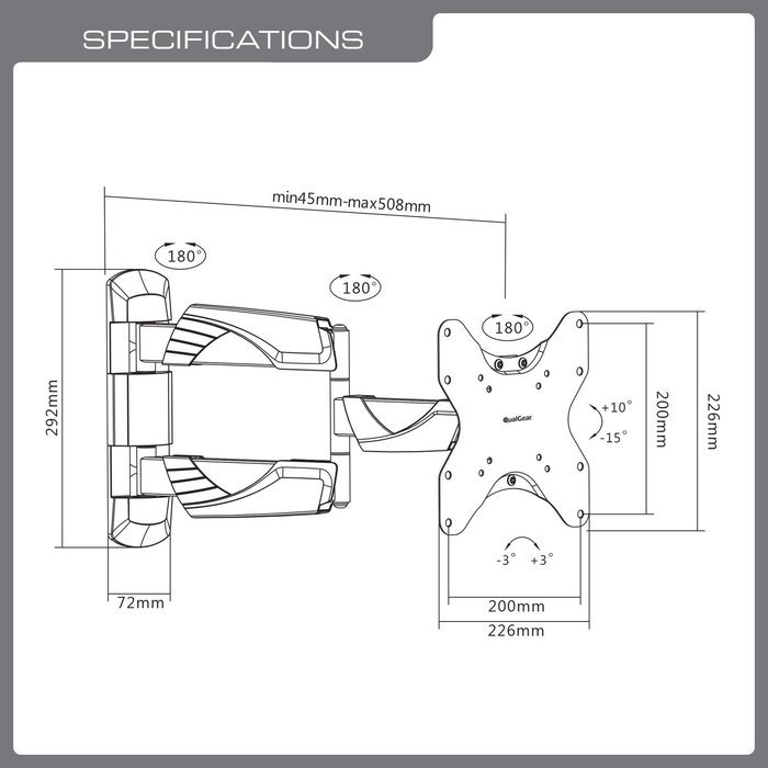 QualGear QG-TM-001 37-Inch to 70-Inch Universal Ultra Slim Low Profile Picture Hanging Style Wire Rope Wall Mount... N58