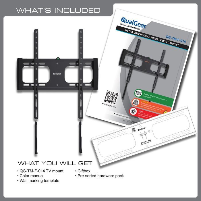 QualGear QG-TM-001 37-Inch to 70-Inch Universal Ultra Slim Low Profile Picture Hanging Style Wire Rope Wall Mount... N66