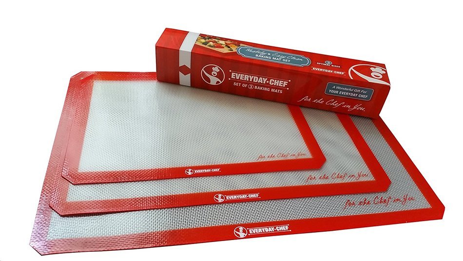 Everyday Chef 3 pack Professional Food Grade NonStick and Heat Resistant Baking Mat Set