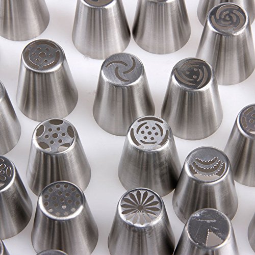 Delight eShop 45Pcs Russian Flower Piping Tulip Icing Nozzles Cake Decoration Baking Tools Set N2