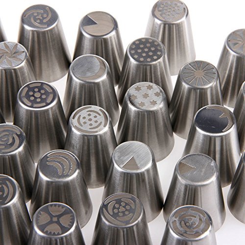 Delight eShop 45Pcs Russian Flower Piping Tulip Icing Nozzles Cake Decoration Baking Tools Set N4