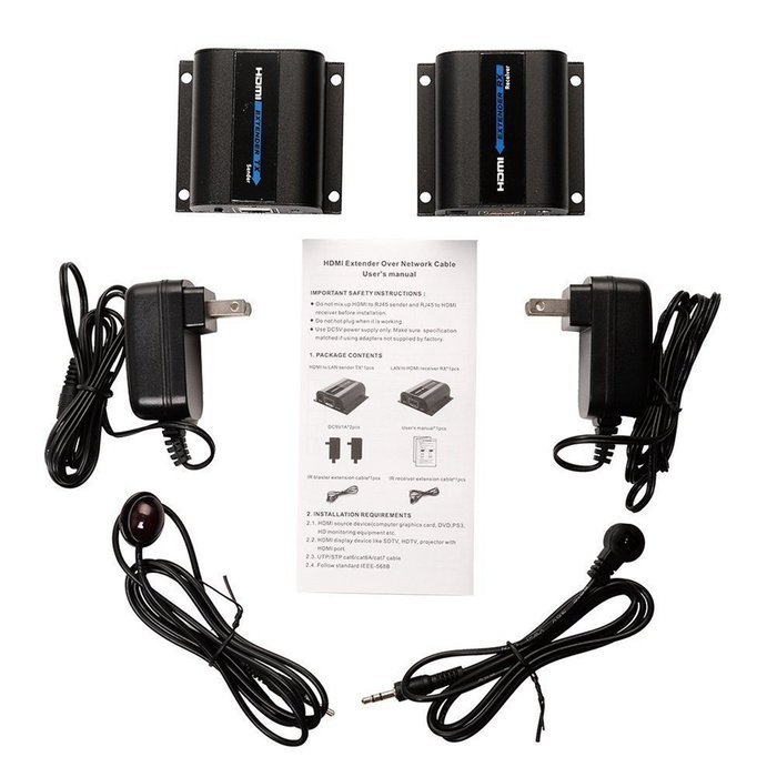 E-SDS HDMI Network Extender Over Single Cat5/5e/6 Ethernet Cable with IR Up To 196 Feet 60m Supports 1080P &3D... N6
