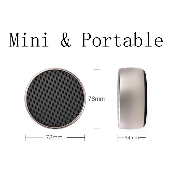 Aukoo Portable Bluetooth Speaker, Hi-Fi Portable Mini Round Metal Wireless Stereo Speaker, Works for Iphone, Ipad... N3