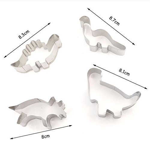OKUBOX AB01 4pcs Stainless Steel Jurassic Park Dinosaur Cookie Cutter Mold Cake Fondant Biscuit Baking Tool Set N2