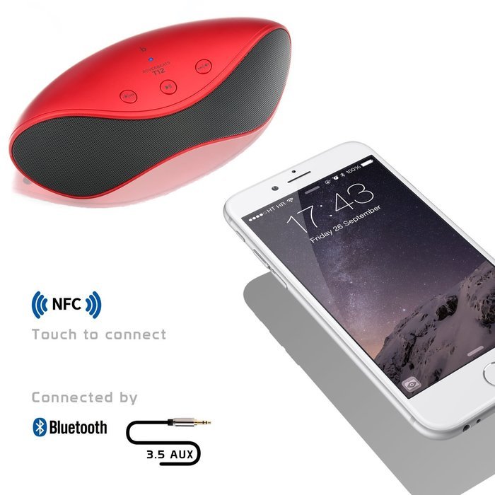 Etekcity RoverBeats T12 Portable Wireless Bluetooth Speaker, Enhanced Bass (Red) (Certified Refurbished) N2