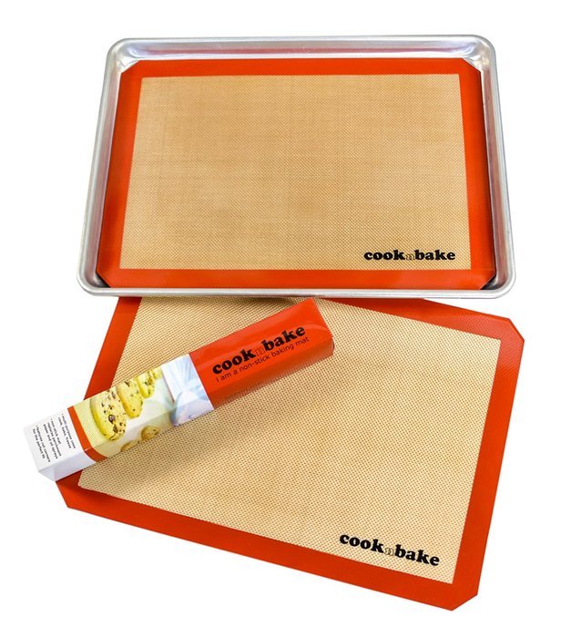 Cooknbake Non Stick Silicone Baking Mat - Half Sheet Pan Liner - Standard Size 11 5/8 x 16 1/2 inches - Red Color... N8