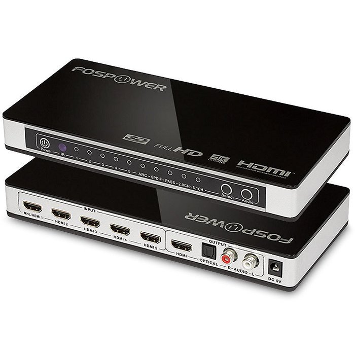 4 x 2 HDMI Matrix Switch [Ultra HD 4K x 2K], FosPower 4 In 2 Out Switcher / Splitter with Optical & L/R Audio... N9