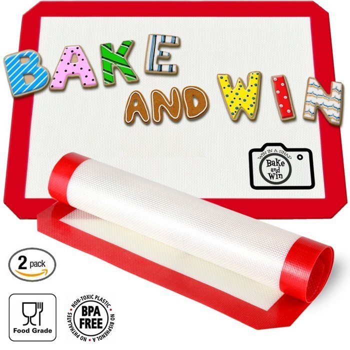 Bake and Win Nonstick Silicone Baking Mat. Large Half Sheet: 16 1/2 inches x 11 5/8 inches