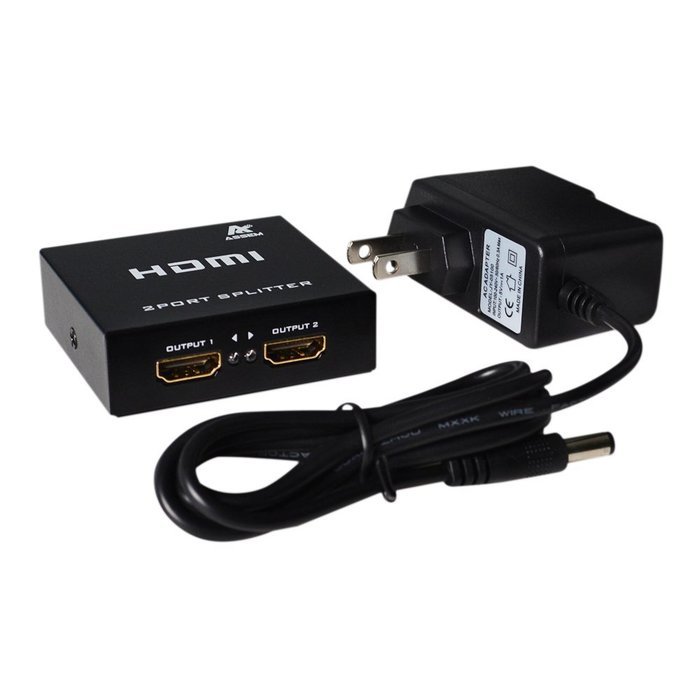 ASSEM Ultra HD 4K x 2K HDMI Splitter Amplifier 1x2 1 in 2 Out Ver 1.4 Signal Distributor with 1080P 3D Compatibility... N3