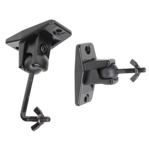 VideoSecu One Pair Black Univaersal Satellite Speaker Mount Bracket for Wall and Ceiling, fits Keyhole and thread...