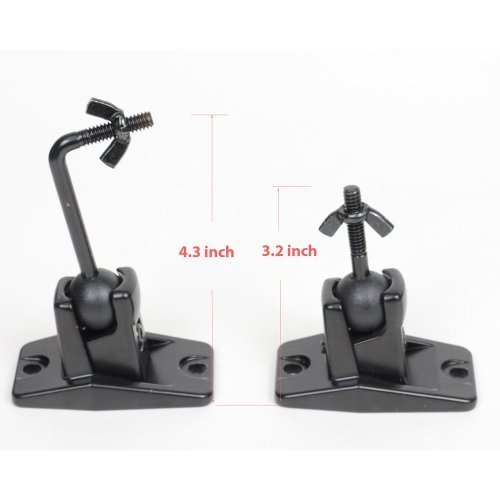 VideoSecu One Pair Black Univaersal Satellite Speaker Mount Bracket for Wall and Ceiling, fits Keyhole and thread... N4