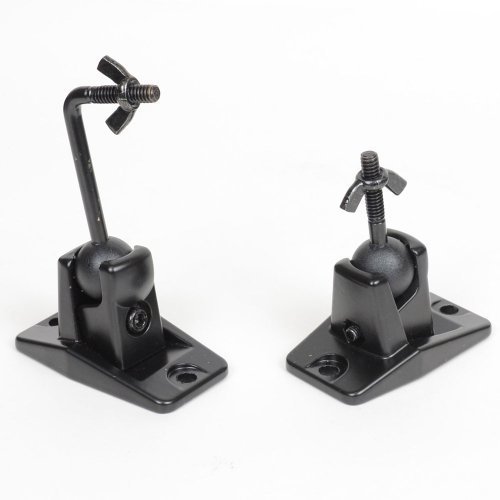 VideoSecu One Pair Black Univaersal Satellite Speaker Mount Bracket for Wall and Ceiling, fits Keyhole and thread... N6