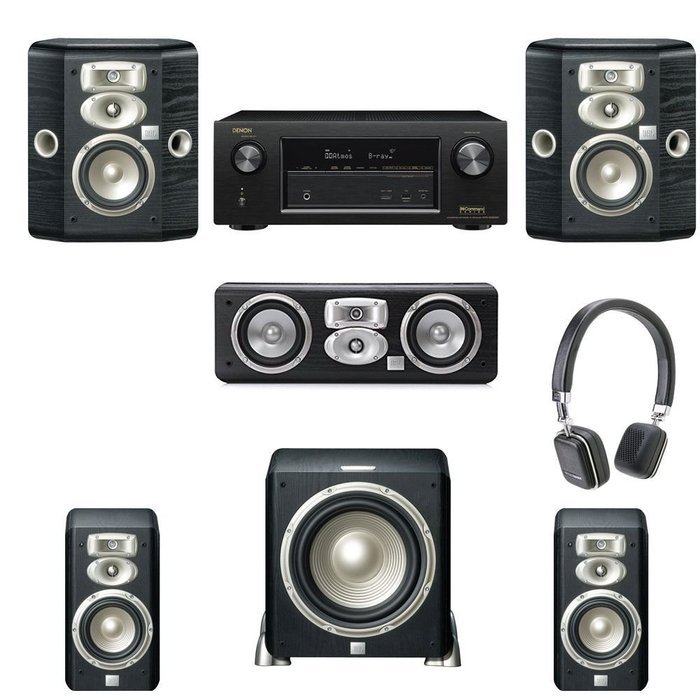 JBL L810 5.1 System, JBL L8400P sub, Denon AVR-X3200W, SOHO Headphones Included