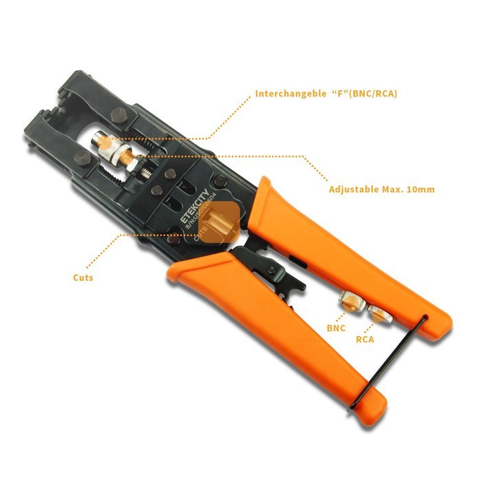 Etekcity Multifunctional Coax Compression Connector Adjustable Tool, Wire Cutter, for RG58 RG59 RG6 F BNC RCA N2