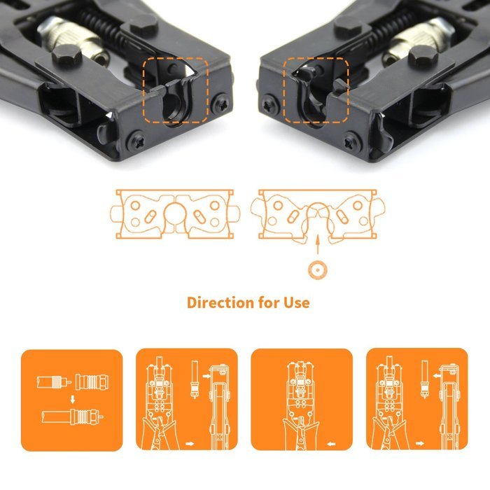 Etekcity Multifunctional Coax Compression Connector Adjustable Tool, Wire Cutter, for RG58 RG59 RG6 F BNC RCA N4