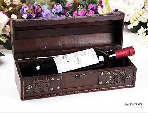 TOLEAD Retro Style handicraft True Teak Wood Wine Box single Bottle Wine Holder N2