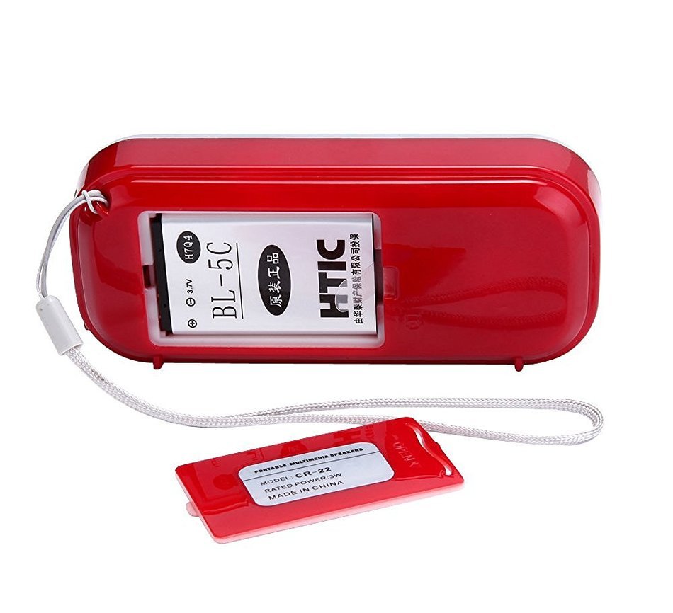 Cakin TM Portable Speaker FM Pocket Radio with input USB Micro SD Card/TF Card/MP3 Player (Q22 Red) N3