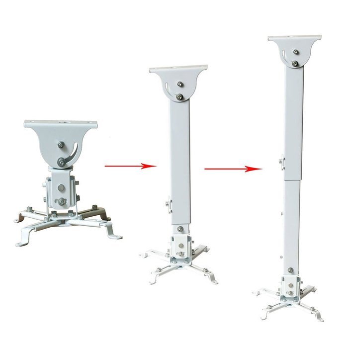 VideoSecu LCD/DLP Projector Ceiling Mount Bracket White Fits both flat or Vaulted ceiling PJ2W 1CA N2