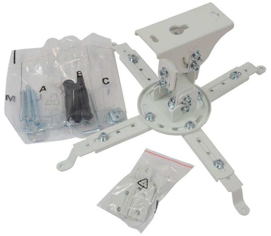 VideoSecu LCD/DLP Projector Ceiling Mount Bracket White Fits both flat or Vaulted ceiling PJ2W 1CA N9