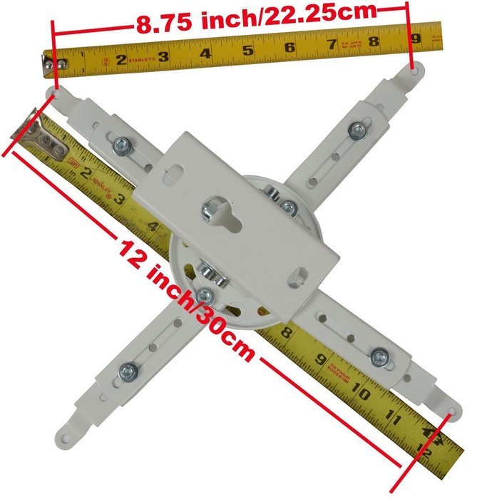 VideoSecu LCD/DLP Projector Ceiling Mount Bracket White Fits both flat or Vaulted ceiling PJ2W 1CA N12