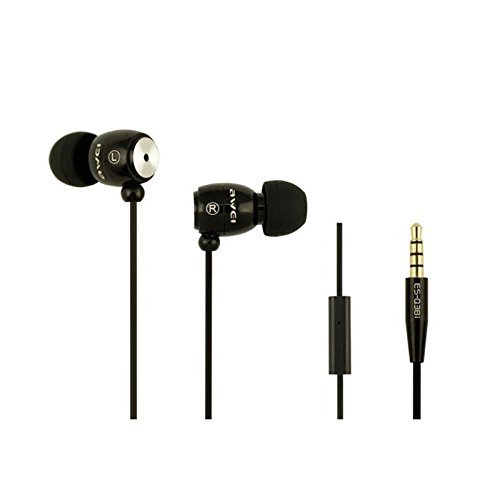 AWEI Q38i Extrabass Power In-Ear Metal Earphone With Microphone For iPhone 6S iPad iPod Color Black