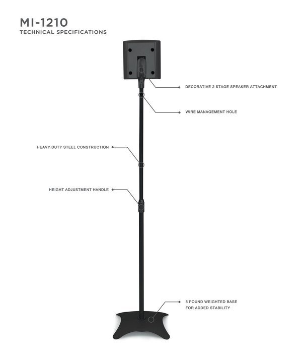 Mount-It! MI-1210 Speaker Stands for Home Theater 5.1 Channel Surround Sound System Satellite Speaker Stands Mounts... N4
