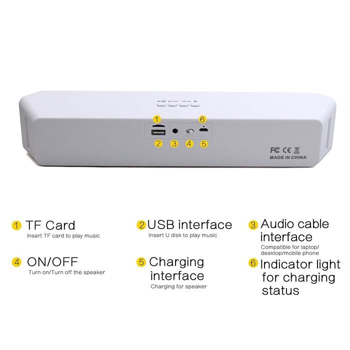 WESDAR Portable Wireless Stereo Bluetooth Speaker with LED Lights, Compatible with all Bluetooth Devices W-047 N7