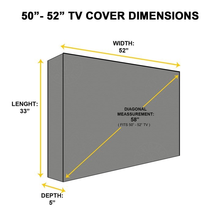 Outdoor TV Cover, Black Weatherproof Universal Protector for 50'' - 52'' LCD, LED, Plasma Television Sets - Compatible...
