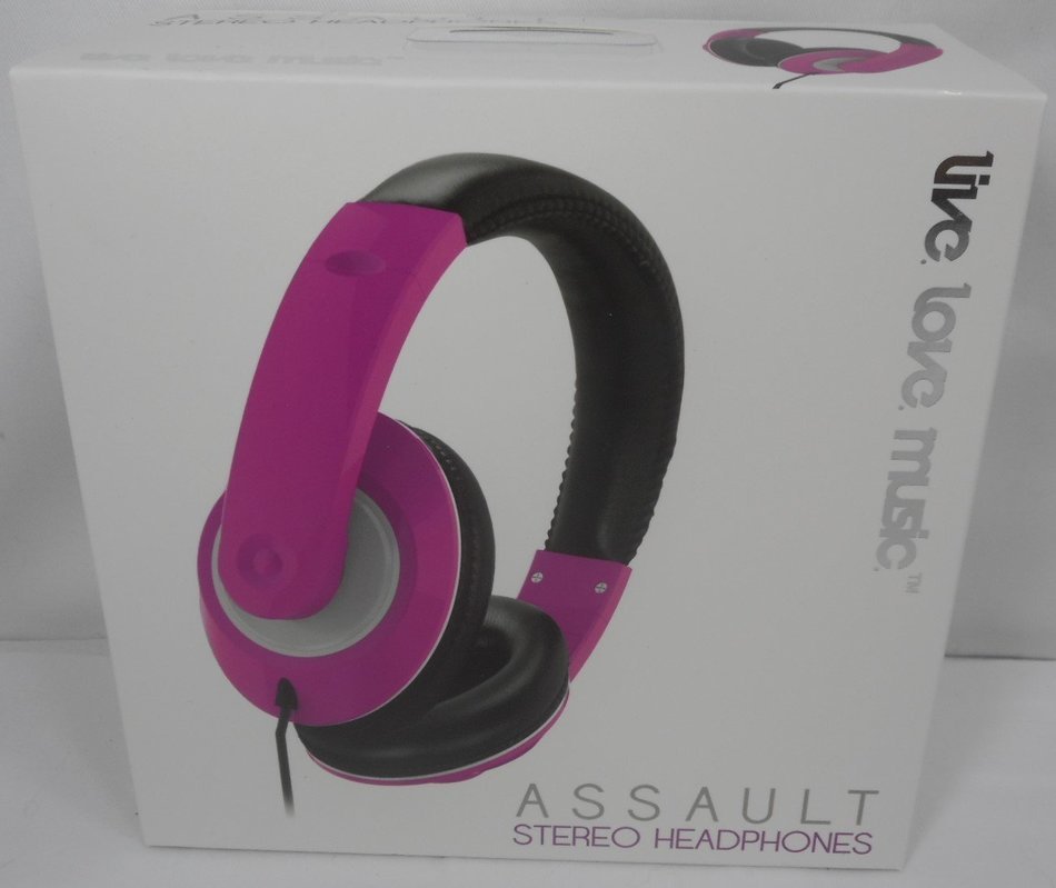 Assault Stereo Headphones (Pink/Black), Polaroid Mini Wireless Bluetooth Speaker (Pink) Bundle N3