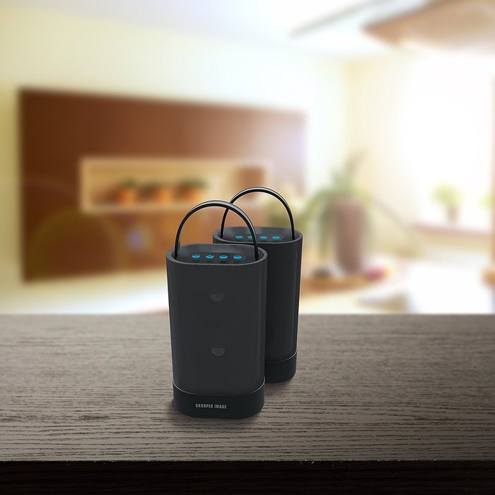 Sharper Image SBT615-2BK Two Wireless Bluetooth 4.0 Speakers, Works Together as Stereo or Separately (Black) N2