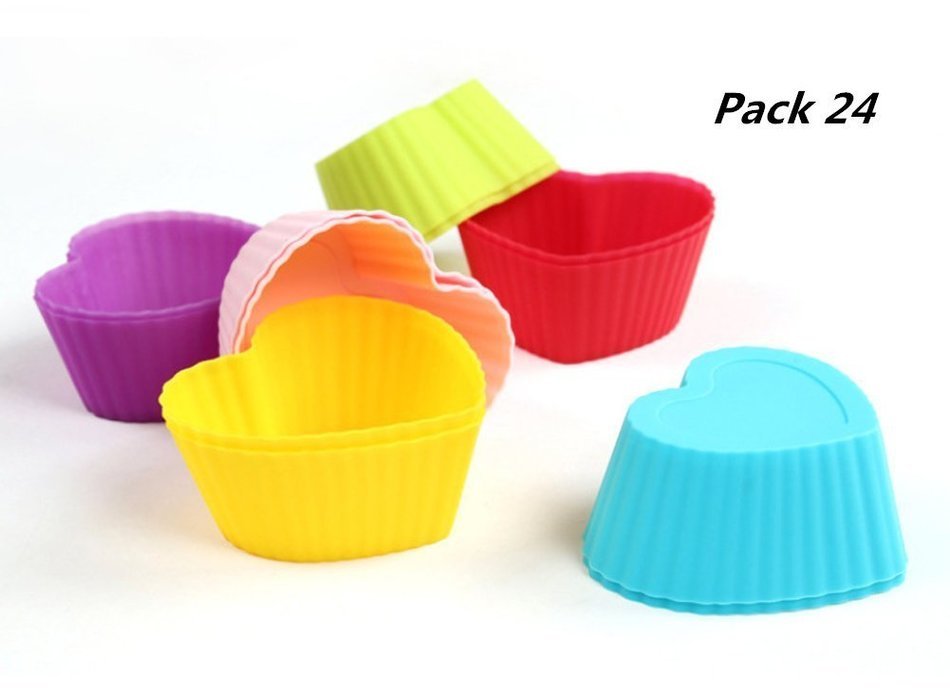 Yosoo Reusable and Non-stick Silicone 7cm Cupcake Baking Muffin Cups Molds in Storage Containerin in Six Assorted...