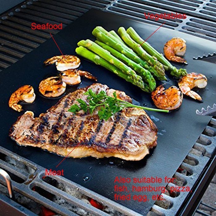 niceEshop(TM) Set of 3 Non-Stick BBQ Grill Mat Heat Resistant Barbecue Sheets For Grilling Meat, Veggies, Seafoodd N13