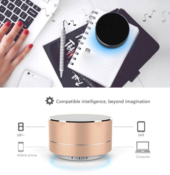 LED Flashing Speaker, Ollivan Mini Colorful Pulse Wireless Bluetooth Speaker Hands-free Stereo Sound Build-in... N10