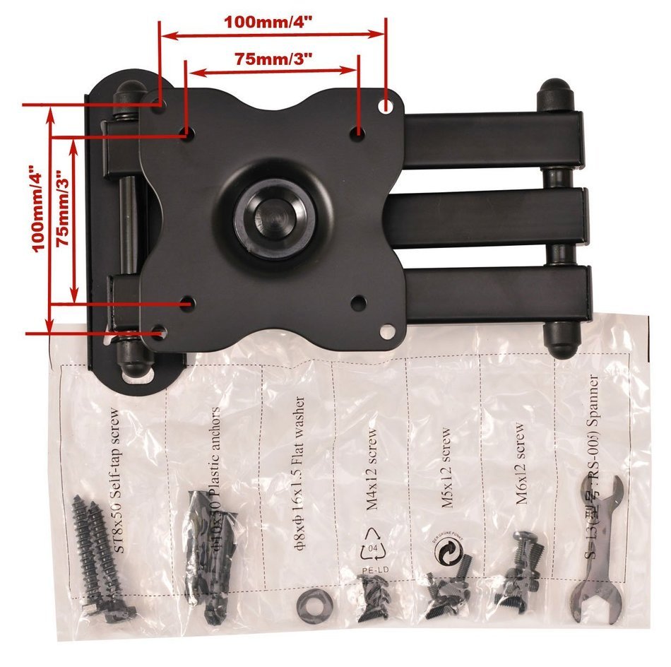 VideoSecu Articulating Arm Wall Mount for 15 to 27-Inch Panel ML12B, Black N2